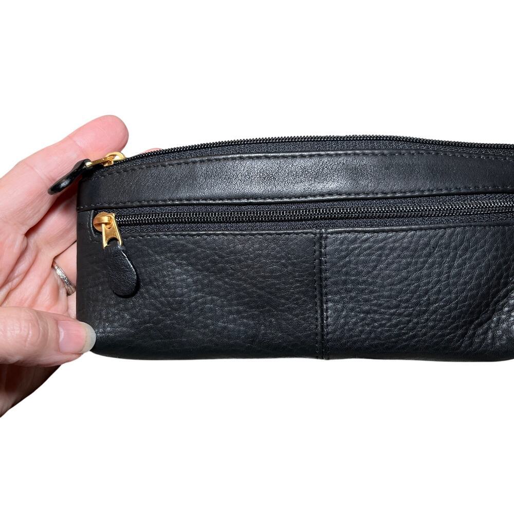 Calvin Mitchell Women Card Case Wallet‎ Black Leather Minimal Sleek Compact
